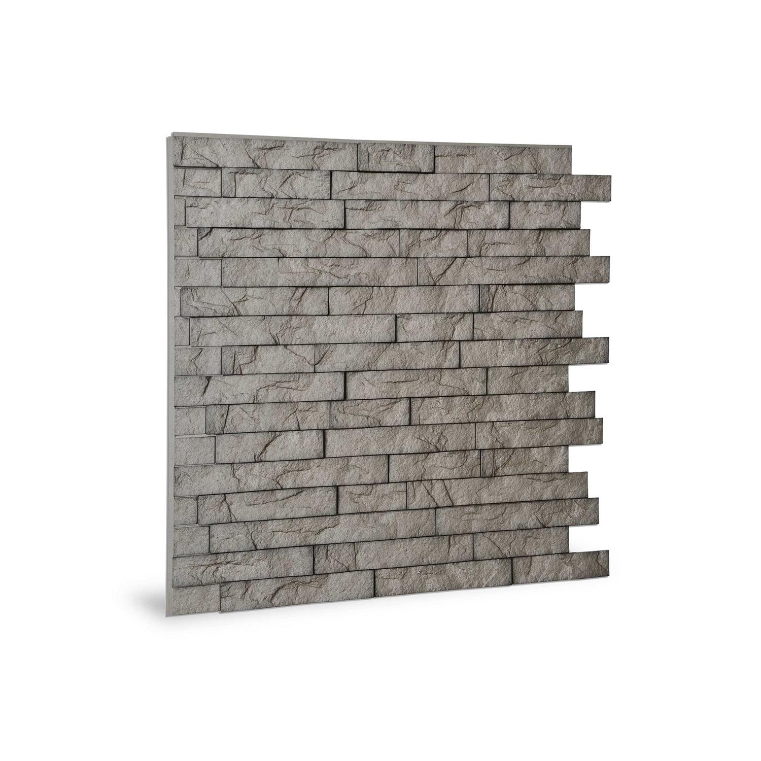 Innovera Decor by Palram 24 in. x 24 in. Ledge Stone PVC Seamless 3D Wall Panels - Zenithce