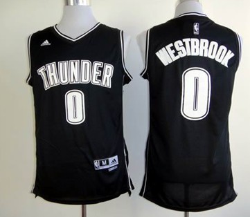 Oklahoma City Thunder #0 Russell Westbrook Revolution 30 Swingman Black With White Jersey - Zenithce
