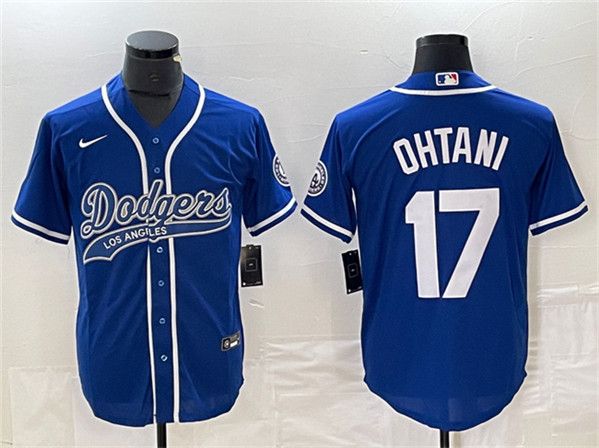 Los Angeles Dodgers #17 Shohei Ohtani Blue Cool Base With Patch Stitched Jersey - Zenithce