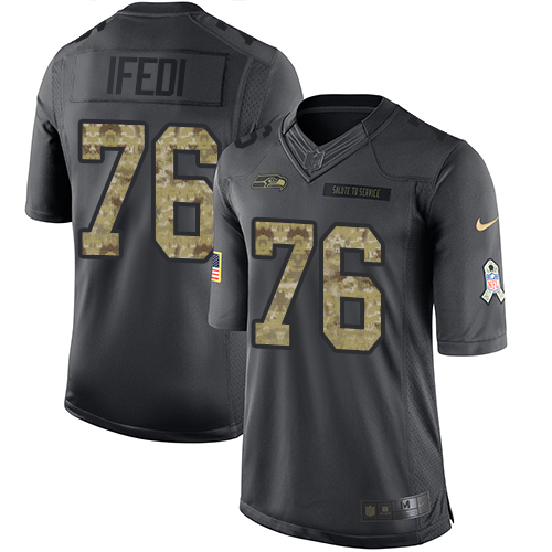 Seahawks #76 Germain Ifedi Black Stitched Limited 2016 Salute To Service Nike Jersey - Zenithce