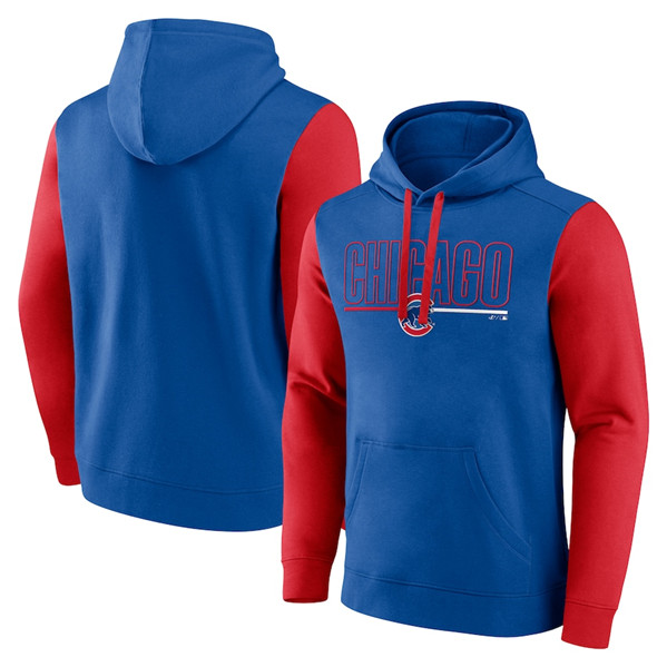 Chicago Cubs Royal Outline Fleece Pullover Hoodie - Zenithce