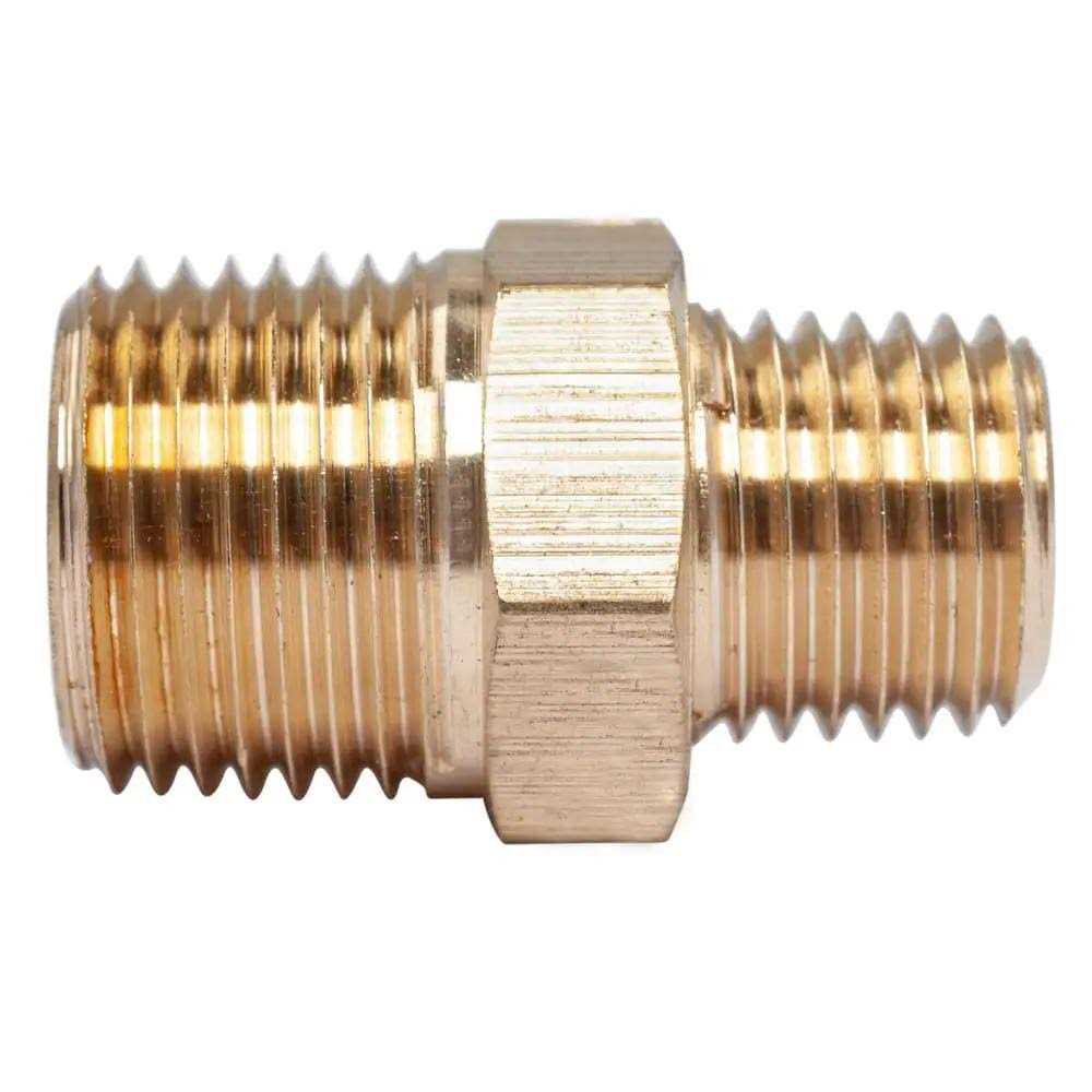 LTWFITTING 3/8 in. x MIP Brass Pipe Hex Reducing Nipple Fitting - Zenithce