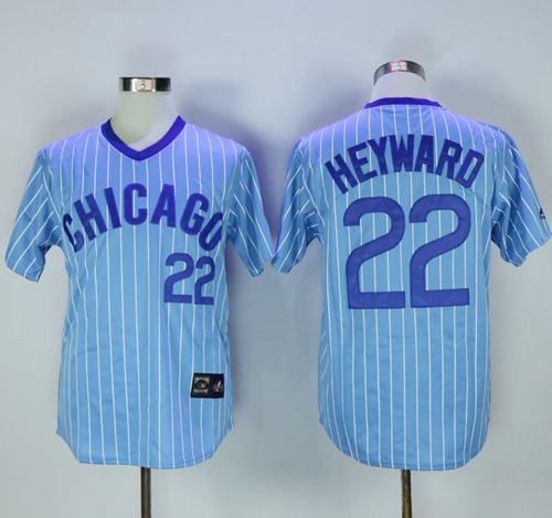 Cubs #22 Jason Heyward Blue(White Strip) Cooperstown Throwback Stitched Jersey - Zenithce