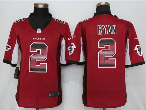 Falcons #2 Matt Ryan Red Team Color Stitched Limited Strobe Nike Jersey - Zenithce