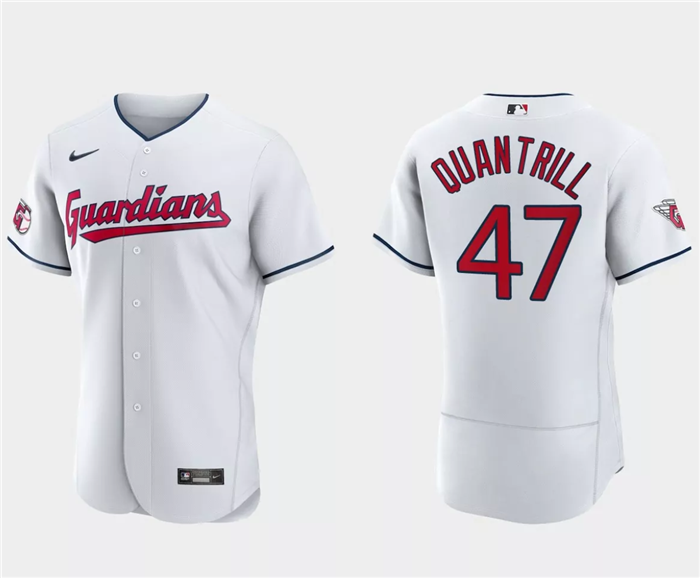 Cleveland Guardians #47 Cal Quantrill White Flex Base Stitched Jersey - Zenithce