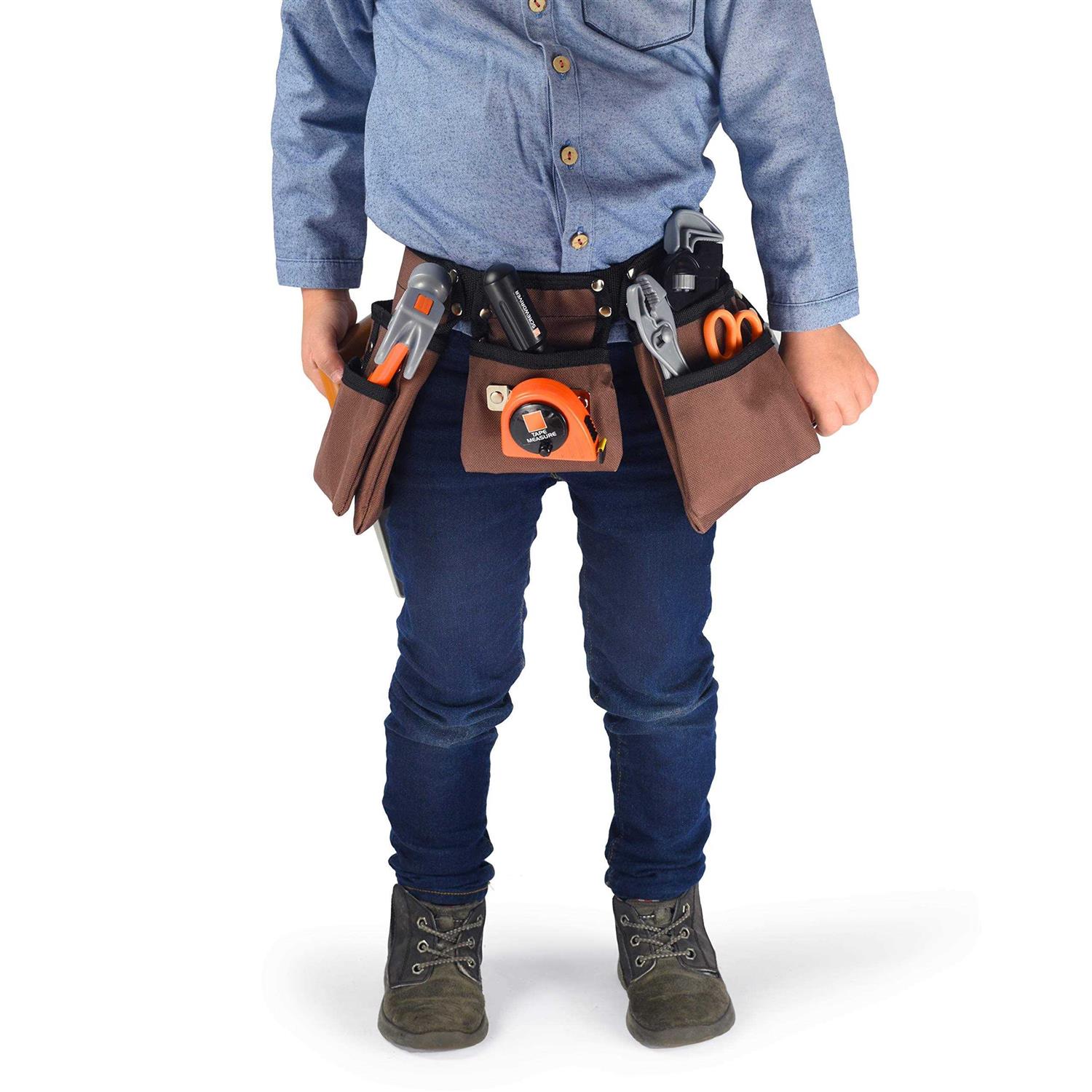 Glossyend 11 Pocket 600d Polyester Kids Tool Belt Work Apron Great for Pretended Play Role - Zenithce