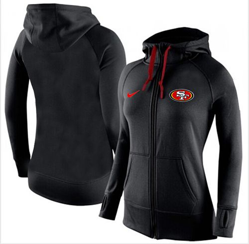 Women's Nike San Francisco 49ers Full-Zip Performance Hoodie Black - Zenithce