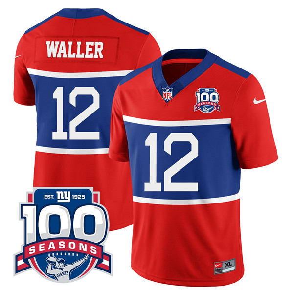 New York Giants #12 Darren Waller Century Red 100TH Season Commemorative Patch Limited Stitched Jersey - Zenithce