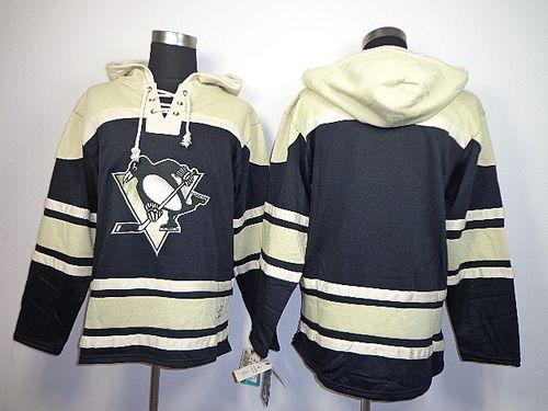 Penguins Blank Black Sawyer Hooded Sweatshirt Stitched Jersey - Zenithce