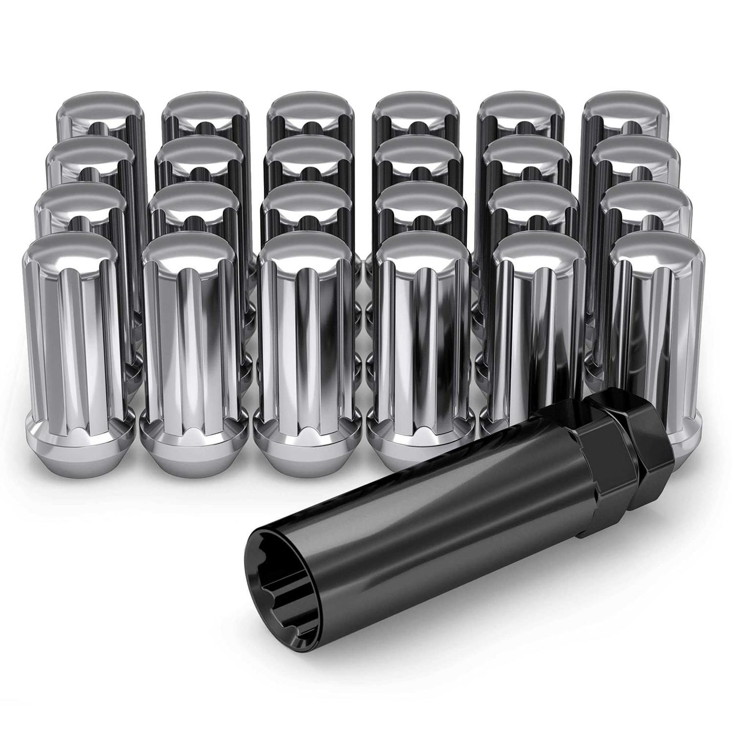 White Knight 1707SBK-20AM Black Chrome Finish 12mm x 1.50 Thread Size Bulge Acorn Lug Nut - Zenithce
