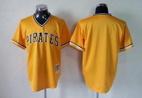 Mitchell And Ness Pirates Blank Yellow Throwback Stitched Jersey - Zenithce