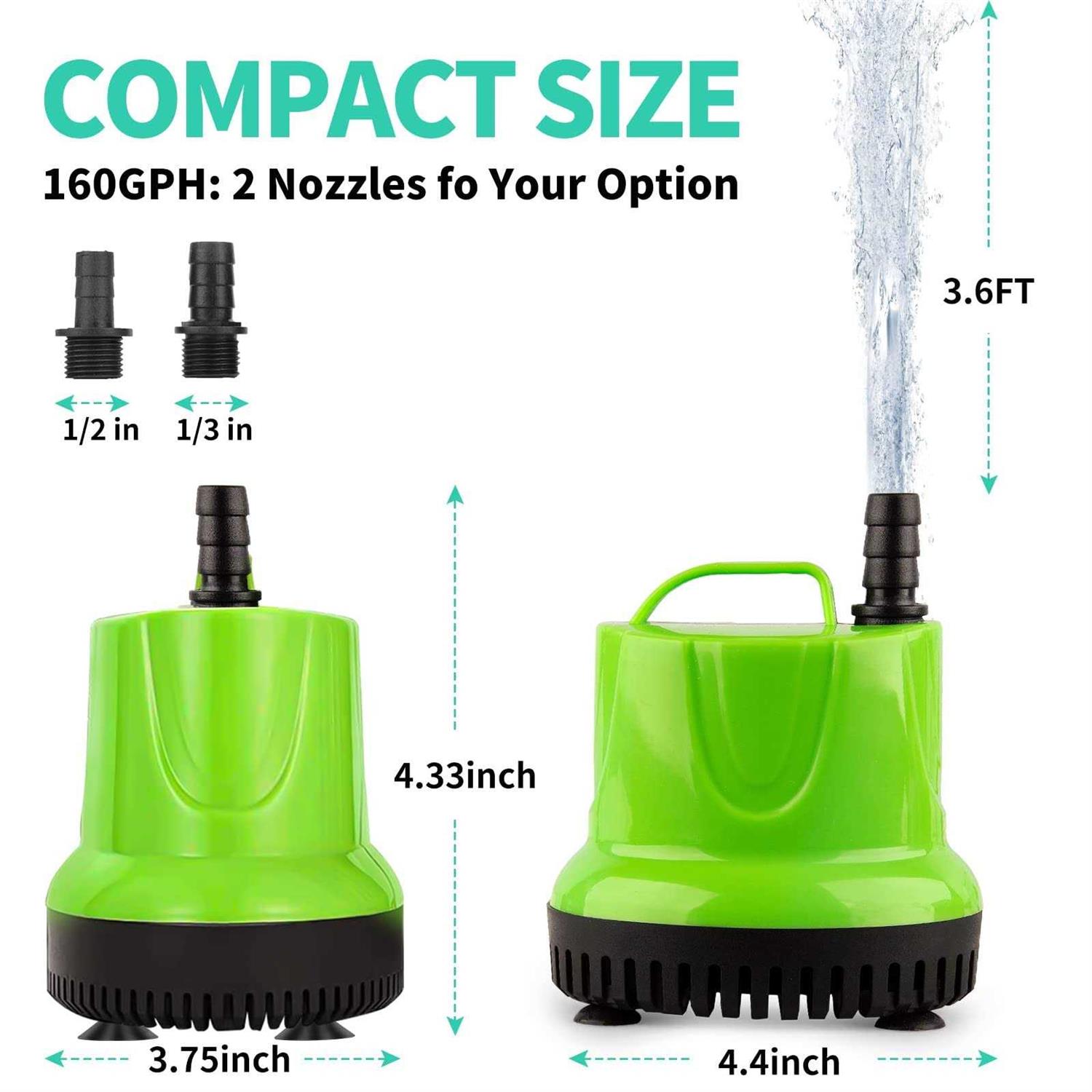 FREESEA Gph Submersible Water Pump for Pond Aquarium Hydroponics Fish Tank Fountain Waterfall - Zenithce