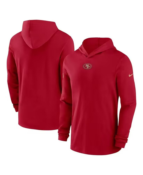 San Francisco 49ers Red Performance Long Sleeve Hoodie - Zenithce