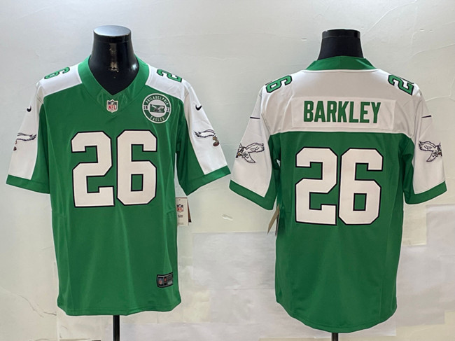 Philadelphia Eagles #26 Saquon Barkley Green White 2024 F.U.S.E. With Patch Vapor Untouchable Limited Stitched Jersey - Zenithce