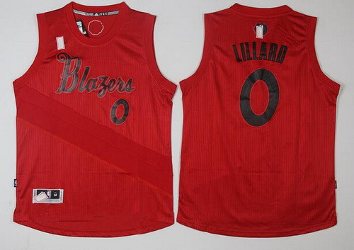 Portland Trail Blazers #0 Damian Lillard adidas Red 2016 Christmas Day Stitched Swingman Jersey - Zenithce