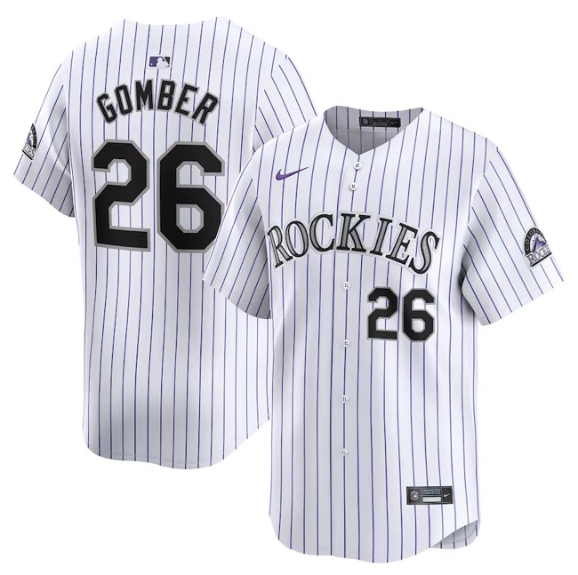Colorado Rockies #26 Austin Gomber White Home Limited Stitched Jersey - Zenithce