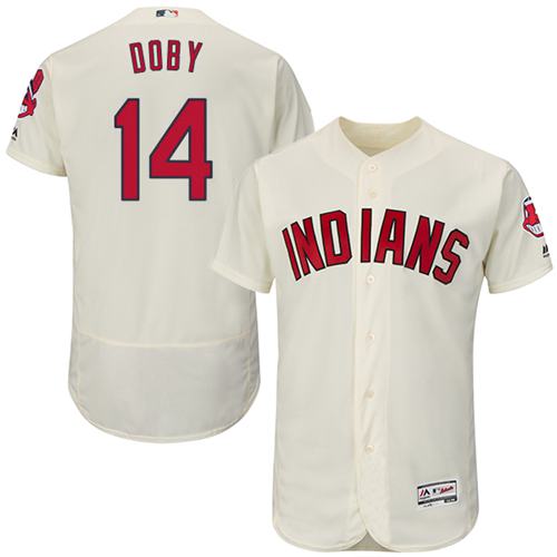 Indians #14 Larry Doby Cream Flexbase Authentic Collection Stitched Jersey - Zenithce