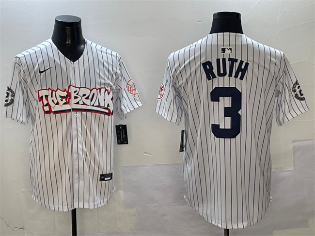 New York Yankees #3 Babe Ruth White Bronx Graffiti Vapor Limited Stitched Jersey - Zenithce