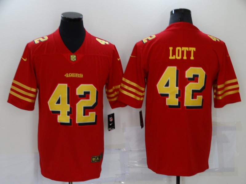 San Francisco 49ers #42 Ronnie Lott Red Gold Vapor Untouchable Limited Stitched Jersey - Zenithce