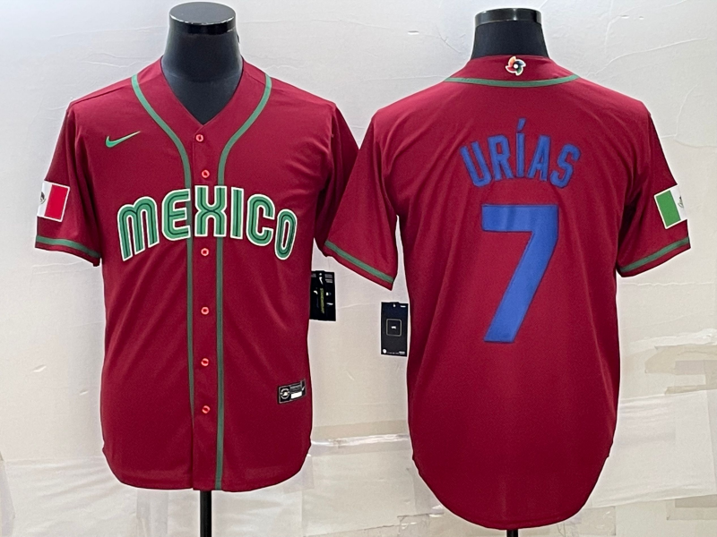 Mexico #7 Julio Urías 2023 Red Blue World Classic Stitched Jersey - Zenithce