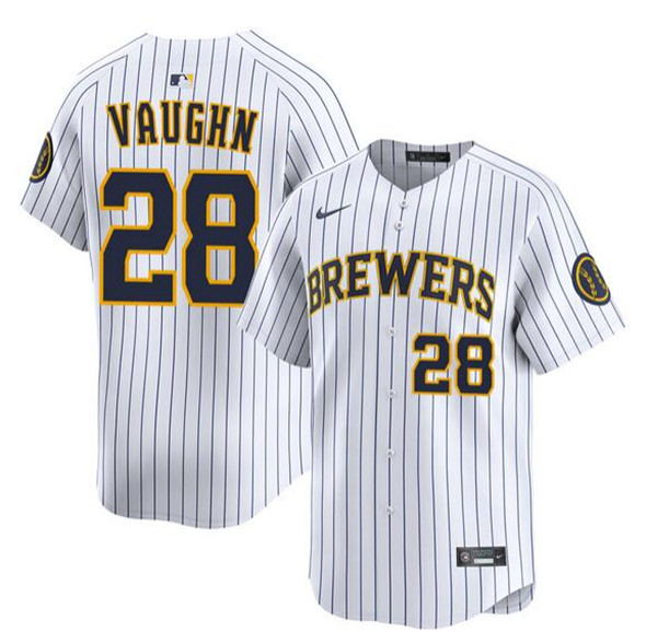 Milwaukee Brewers #28 Andrew Vaughn White Alternate Limited Stitched Jersey - Zenithce