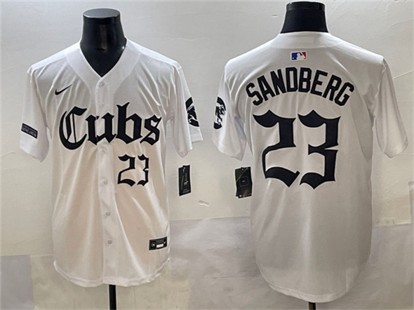Chicago Cubs #23 Ryne Sandberg White 'Gothic North Side Edition' Vapor Premier Limited Stitched Jersey - Zenithce
