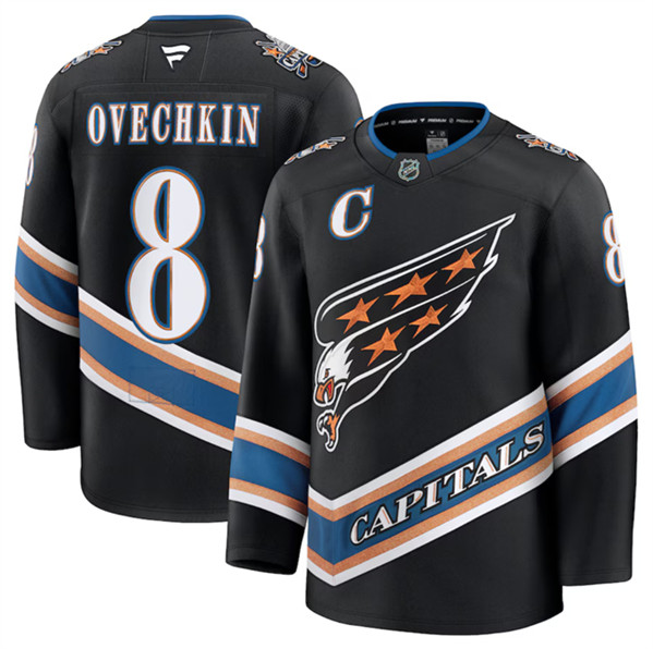 Washington Capitals #8 Alexander Ovechkin Black 2024-25 Alternate Stitched Jersey - Zenithce
