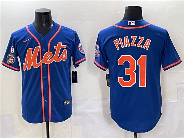 New York Mets #31 Mike Piazza Blue With Patch Cool Base Stitched Jersey - Zenithce
