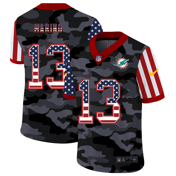 Miami Dolphins #13 Dan Marino 2020 Camo USA Flag Limited Stitched Jersey - Zenithce