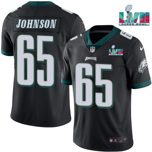 Philadelphia Eagles #65 Lane Johnson Black Super Bowl LVII Patch Vapor Untouchable Limited Stitched Jersey - Zenithce