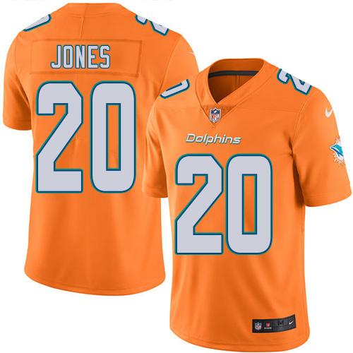 Dolphins #20 Reshad Jones Orange Stitched Limited Rush Nike Jersey - Zenithce