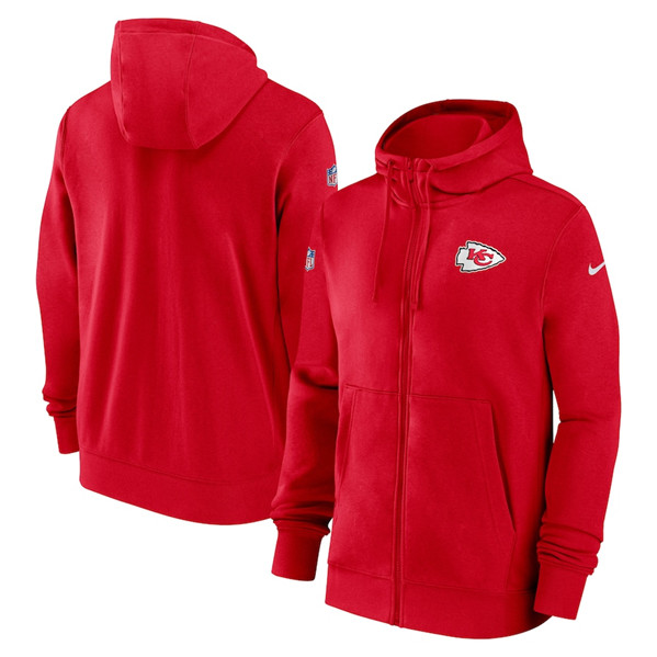 Kansas City Chiefs Red Sideline Club Performance Full-Zip Hoodie - Zenithce