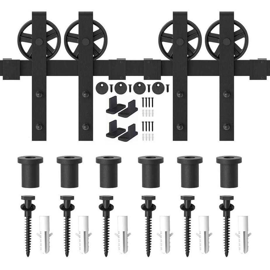 Sliding Standard Double Barn Door Hardware Kit Lazio Track Length - Zenithce