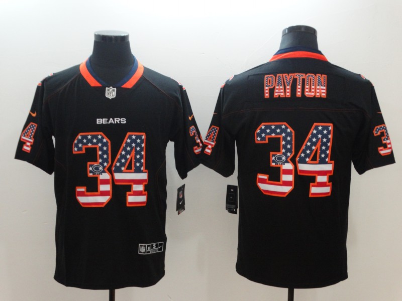 Bears #34 Walter Payton Black USA Flag Color Rush Limited Fashion Stitched Jersey - Zenithce