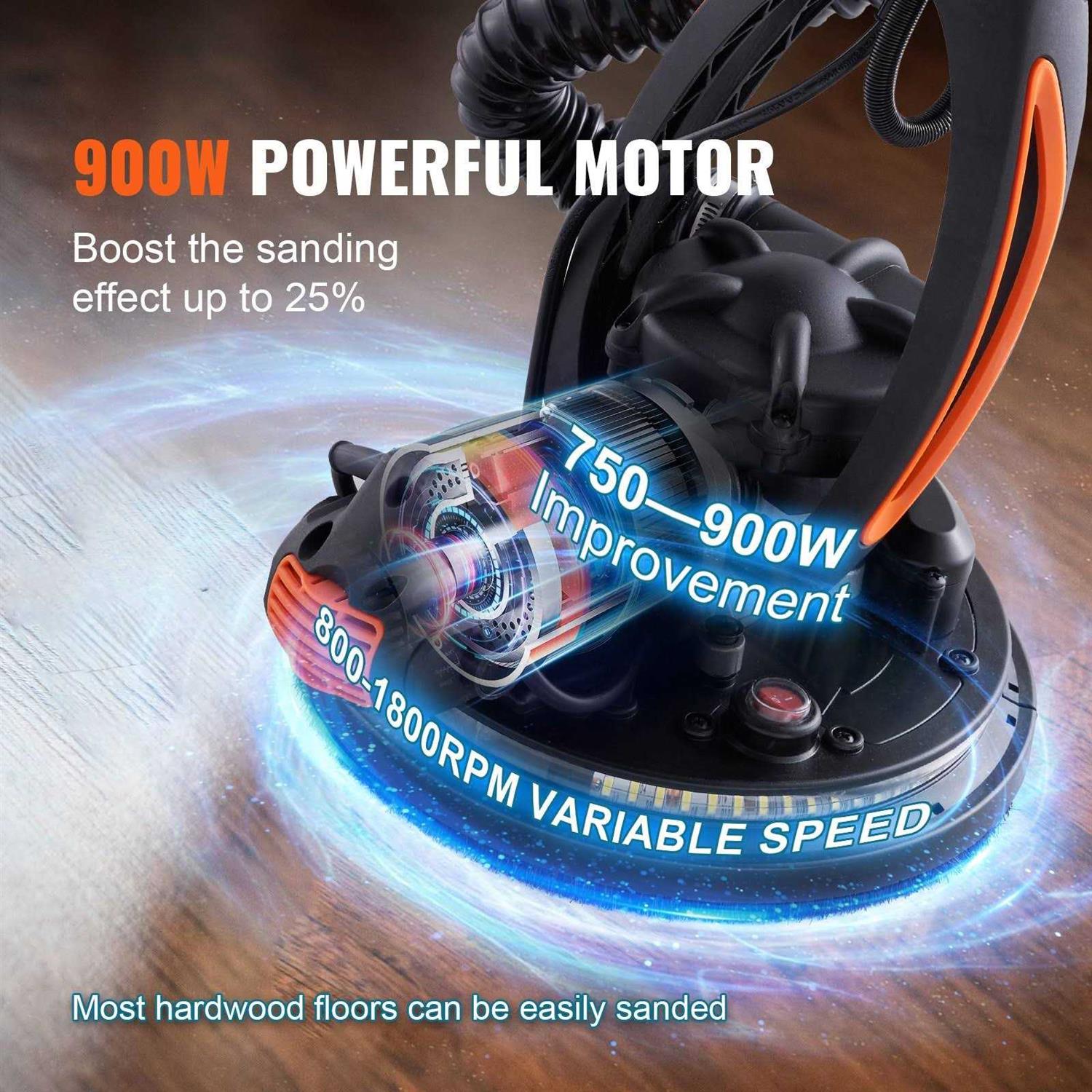VEVOR Drywall Sander 850W Electric Drywall Sander Foldable Sheetrock Sander with Telescope Handle Electric Sander Variable Speed 800-1750RPM - Zenithce