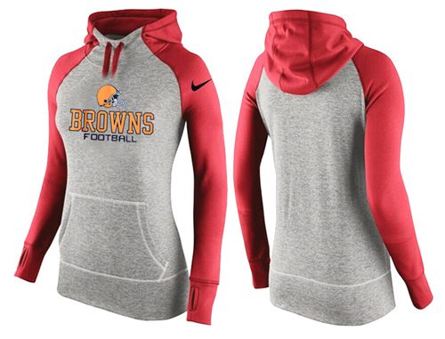 Women's Nike Cleveland Browns Performance Hoodie Grey   Red_1 - Zenithce