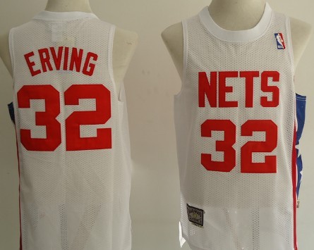 New Jersey Nets #32 Julius Erving ABA Hardwood Classic White Swingman Jersey - Zenithce