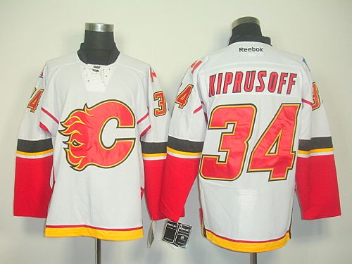 Flames #34 Miikka Kiprusoff Stitched White Jersey - Zenithce