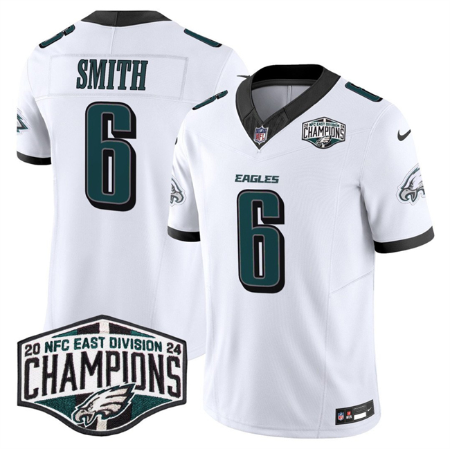 Philadelphia Eagles #6 DeVonta Smith White 2024 New NFC East Champions F.U.S.E. Vapor Untouchable Limited Stitched Jersey - Zenithce