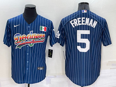 Los Angeles Dodgers #5 Freddie Freeman Navy Mexico Rainbow Cool Base Stitched Baseball Jersey - Zenithce