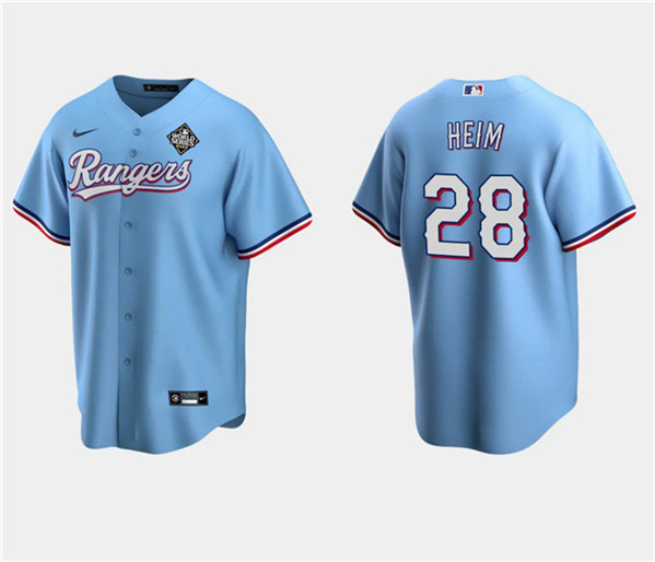 Texas Rangers #28 Jonah Heim Blue 2023 World Series Stitched Jersey - Zenithce