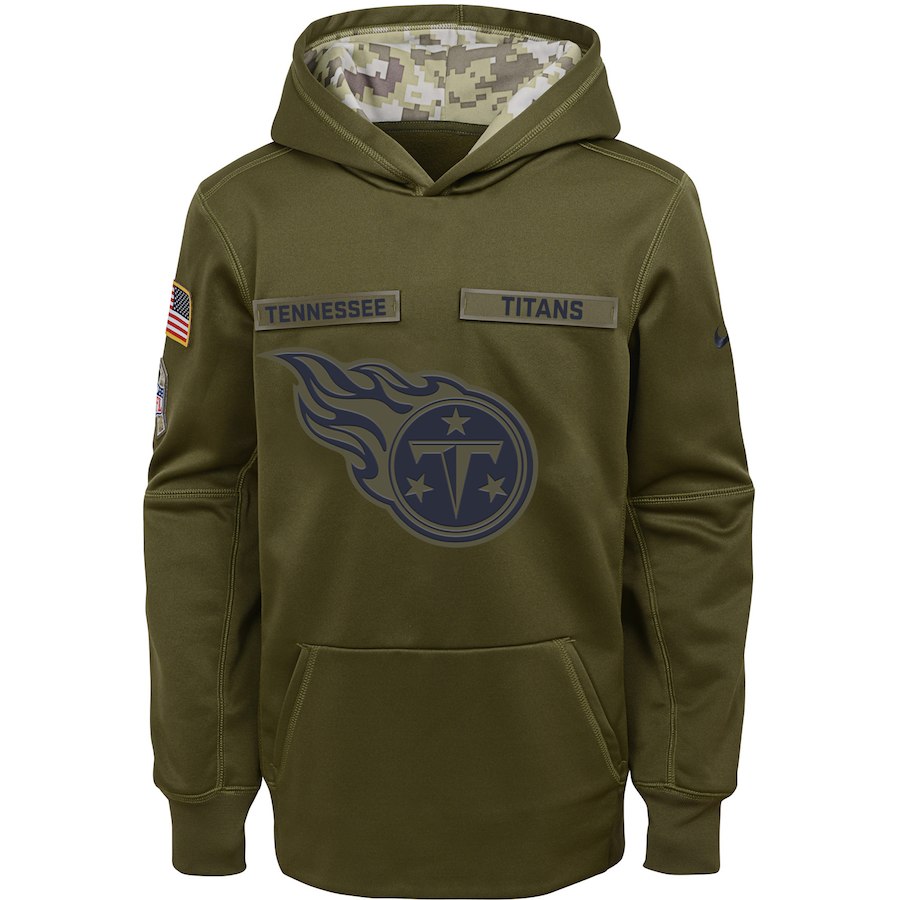 Youth Tennessee Titans Olive Salute To Service Pullover Performance NFL Hoodie - Zenithce