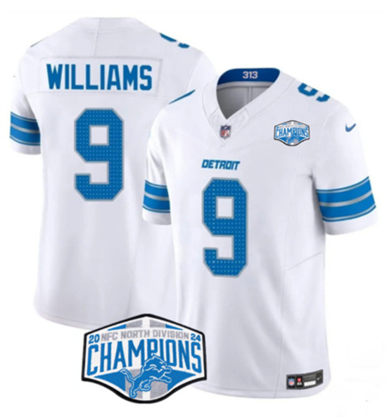 Detroit Lions #9 Jameson Williams White 2024 NFC North Champions F.U.S.E. Vapor Limited Stitched Jersey - Zenithce