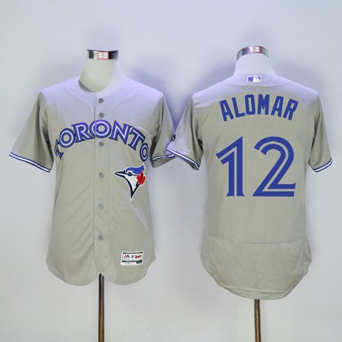 Blue Jays #12 Roberto Alomar Grey Flexbase Authentic Collection Stitched Jersey - Zenithce