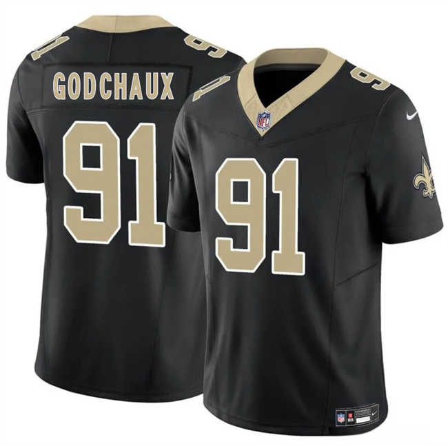 New Orleans Saints #91 Davon Godchaux Black F.U.S.E. Vapor Limited Stitched Jersey - Zenithce
