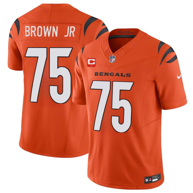 Cincinnati Bengals #75 Orlando Brown Jr. Orange 2024 F.U.S.E With 1-Star C Patch Vapor Untouchable Limited Stitched Jersey - Zenithce