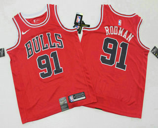 Chicago Bulls #91 Dennis Rodman Red 2019 Swingman Printed Jersey - Zenithce