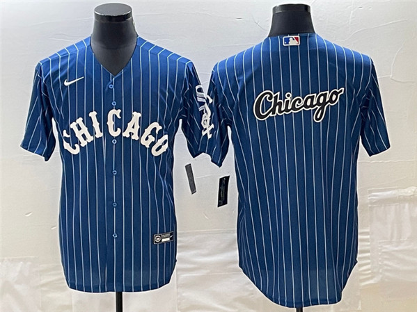 Chicago White Sox Navy Team Big Logo Cool Base Stitched Jersey - Zenithce