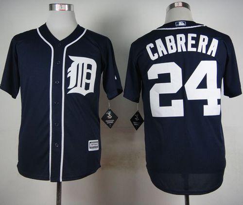 Tigers #24 Miguel Cabrera Navy Blue Cool Base Stitched Jersey - Zenithce