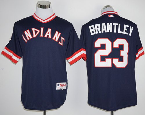 Indians #23 Michael Brantley Navy Blue 1976 Turn Back The Clock Stitched Jersey - Zenithce
